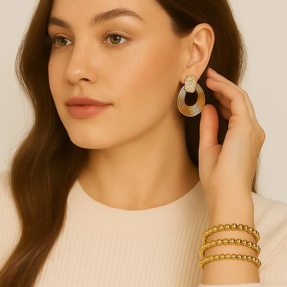 Sugar Fix by Baublebar Gold‎ Tone Rhinestone Earring & Bracelet Set